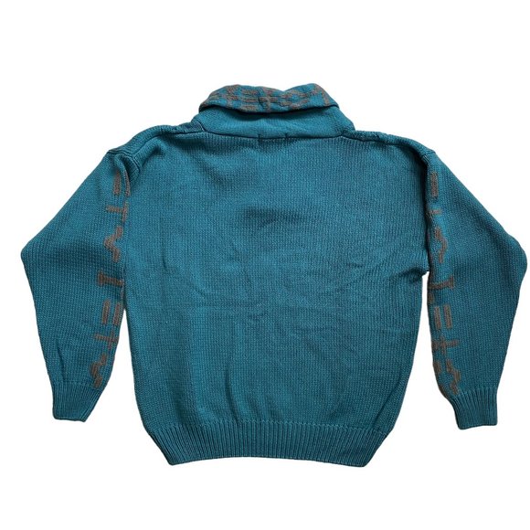 Vintage Eddie Bauer Shawl Neck Grandpa Sweater Old Money Cable Knit Fisherman-XL - Picture 9 of 11